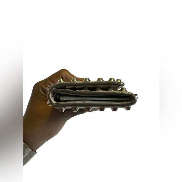 PRADA Studded Long Wallet Gray/Silver Leather Great Used Condition GORGEOUS - Picture 4 of 8